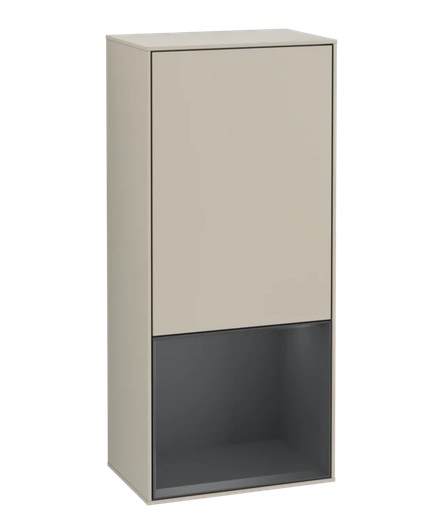 Шкафчик для ванной Villeroy & Boch Finion 41,8х93,6х27 см петли справа с подсветкой МДФ песок матовый лак/темно-синий матовый лак F550HGHH