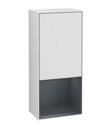 Шафка для ванної Villeroy & Boch Finion 41,8х93,6х27 см петлі праворуч з підсвічуванням МДФ білий матовий лак/темно-синій матовий лак F550HGMT