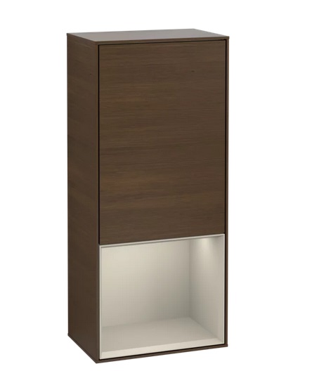 Шкафчик для ванной Villeroy & Boch Finion 41,8х93,6х27 см петли справа с подсветкой ДСП шпон грецкого ореха/песок матовый лак F550HHGN