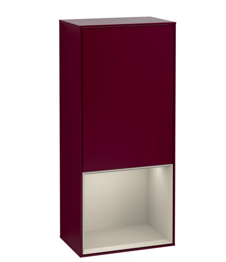 Шафка для ванної Villeroy & Boch Finion 41,8х93,6х27 см петлі праворуч з підсвічуванням МДФ півонія матовий лак/пісок матовий лак F550HHHB