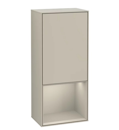 Шкафчик для ванной Villeroy & Boch Finion 41,8х93,6х27 см петли справа с подсветкой МДФ песок матовый лак F550HHHH