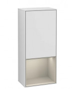 Шкафчик для ванной Villeroy & Boch Finion 41,8х93,6х27 см петли справа с подсветкой МДФ белый матовый лак/песок матовый лак F550HHMT