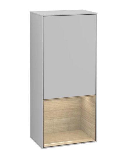 Шкафчик для ванной Villeroy & Boch Finion 41,8х93,6х27 см петли справа с подсветкой МДФ светло-серый матовый лак/шпон дуба F550PCGJ