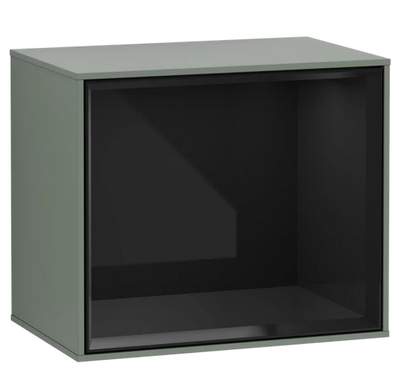 Стелаж для ванної Villeroy & Boch Finion 41,8 х35, 6х27 см з підсвічуванням МДФ оливковий матовий лак/глянцевий чорний лак F580PHGM
