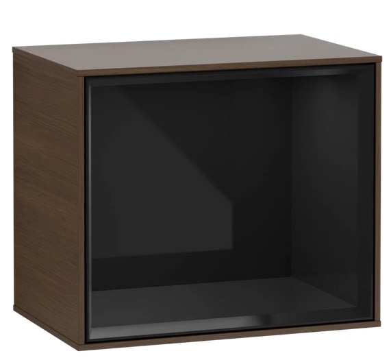 Стелаж для ванної Villeroy & Boch Finion 41,8х35,6х27 см з підсвічуванням ДСП шпон волоського горіха/глянцевий чорний лак F580PHGN