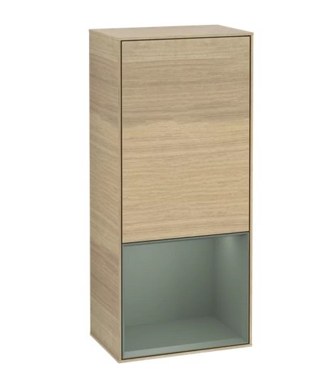 Шкафчик для ванной Villeroy & Boch Finion 41,8х93,6х27 см петли справа с подсветкой ДСП шпон дуба/оливковый матовый лак F550GMPC
