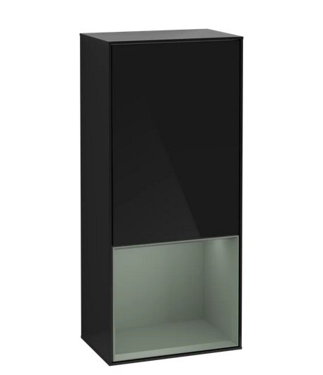 Шкафчик для ванной Villeroy & Boch Finion 41,8х93,6х27 см петли справа с подсветкой МДФ глянцевый черный лак/оливковый матовый лак F550GMPH