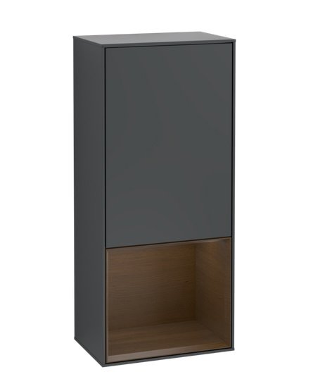 Шкафчик для ванной Villeroy & Boch Finion 41,8х93,6х27 см петли справа с подсветкой МДФ темно-синий матовый лак/шпон грецкого ореха F550GNHG