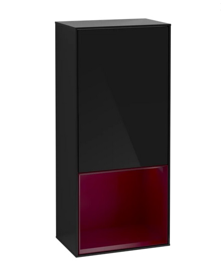 Шкафчик для ванной Villeroy & Boch Finion 41,8х93,6х27 см петли справа с подсветкой МДФ глянцевый черный лак/пион матовый лак F550HBPH