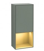 Шкафчик для ванной Villeroy & Boch Finion 41,8х93,6х27 см петли справа с подсветкой МДФ оливковый матовый лак/золотой матовый лак F550HFGM