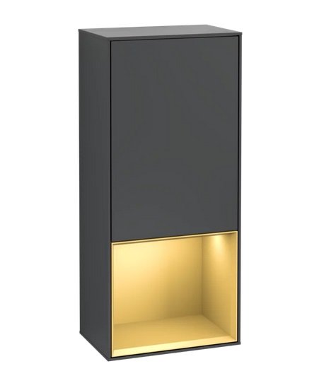 Шкафчик для ванной Villeroy & Boch Finion 41,8х93,6х27 см петли справа с подсветкой МДФ темно-синий матовый лак/золотой матовый лак F550HFHG