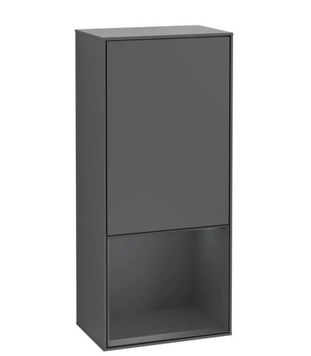 Шкафчик для ванной Villeroy & Boch Finion 41,8х93,6х27 см петли справа с подсветкой МДФ антрацит матовый лак/темно-синий матовый лак F550HGGK