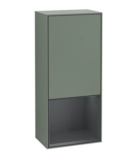 Шкафчик для ванной Villeroy & Boch Finion 41,8х93,6х27 см петли спраа с подсветкой МДФ оливковый матовый лак/темно-синий матовый лак F550HGGM