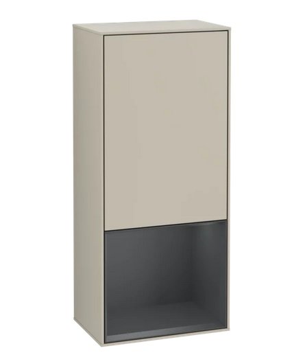 Шкафчик для ванной Villeroy & Boch Finion 41,8х93,6х27 см петли справа с подсветкой МДФ песок матовый лак/темно-синий матовый лак F550HGHH