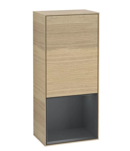 Шкафчик для ванной Villeroy & Boch Finion 41,8х93,6х27 см петли справа с подсветкой ДСП шпон дуба/темно-синий матовый лак F550HGPC