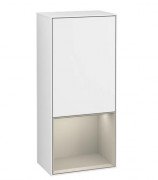 Шафка для ванної Villeroy & Boch Finion 41,8х93,6х27 см петлі праворуч з підсвічуванням МДФ глянсовий білий лак/пісок матовий лак F550HHGF
