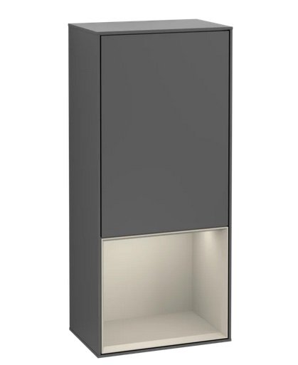 Шкафчик для ванной Villeroy & Boch Finion 41,8х93,6х27 см петли справа с подсветкой МДФ антрацит матовый лак/песок матовый лак F550HHGK