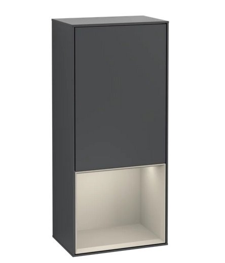 Шкафчик для ванной Villeroy & Boch Finion 41,8х93,6х27 см петли справа с подсветкой МДФ темно-синий матовый лак/песок матовый лак F550HHHG