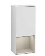 Шкафчик для ванной Villeroy & Boch Finion 41,8х93,6х27 см петли справа с подсветкой МДФ белый матовый лак/песок матовый лак F550HHMT