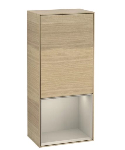 Шкафчик для ванной Villeroy & Boch Finion 41,8х93,6х27 см петли справа с подсветкой ДСП шпон дуба/песок матовый лак F550HHPC