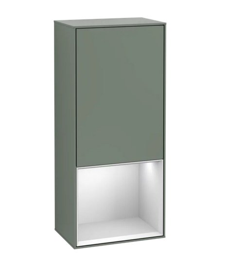 Шкафчик для ванной Villeroy & Boch Finion 41,8х93,6х27 см петли справа с подсветкой МДФ оливковый матовый лак/белый матовый лак F550MTGM