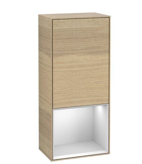Шкафчик для ванной Villeroy & Boch Finion 41,8х93,6х27 см петли справа с подсветкой ДСП шпон дуба/белый матовый лак F550MTPC