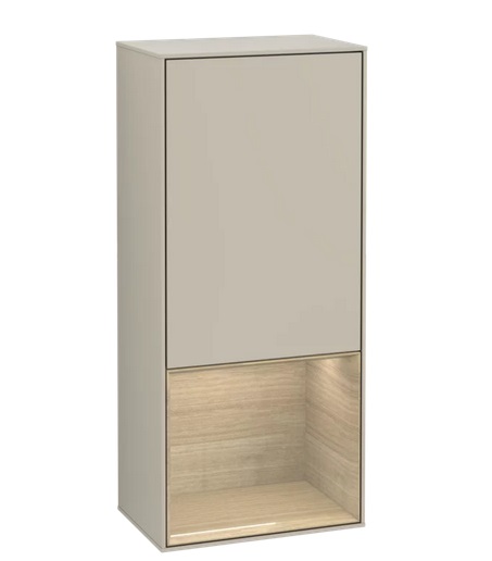 Шкафчик для ванной Villeroy & Boch Finion 41,8х93,6х27 см петли справа с подсветкой ДСП песок матовый лак/шпон дуба F550PCHH