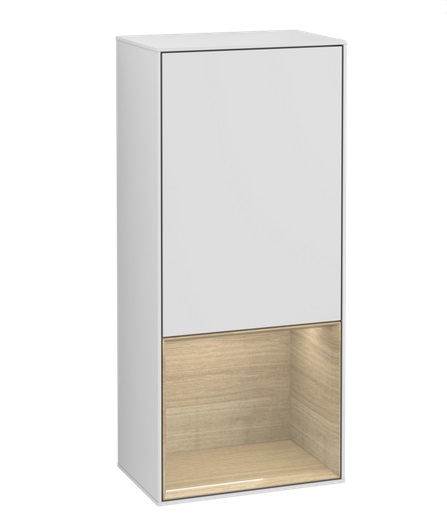 Шафка для ванної Villeroy & Boch Finion 41,8х93,6х27 см петлі праворуч з підсвічуванням МДФ білий матовий лак/шпон дуба F550PCMT