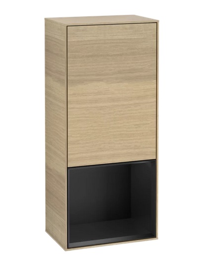 Шкафчик для ванной Villeroy & Boch Finion 41,8х93,6х27 см петли справа с подсветкой ДСП шпон дуба/черный матовый лак F550PDPC
