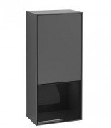 Шкафчик для ванной Villeroy & Boch Finion 41,8х93,6х27 см петли справа с подсветкой МДФ антрацит матовый лак/глянцевый черный лак F550PHGK