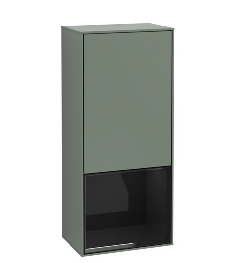 Шафка для ванної Villeroy & Boch Finion 41,8х93,6х27 см петлі праворуч з підсвічуванням МДФ оливковий матовий лак/глянцевий чорний лак F550PHGM