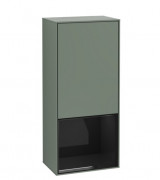 Шкафчик для ванной Villeroy & Boch Finion 41,8х93,6х27 см петли справа с подсветкой МДФ оливковый матовый лак/глянцевый черный лак F550PHGM