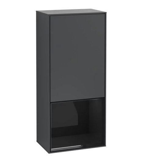 Шафка для ванної Villeroy & Boch Finion 41,8х93,6х27 см петлі праворуч з підсвічуванням МДФ темно-синій матовий лак/глянцевий чорний лак F550PHHG