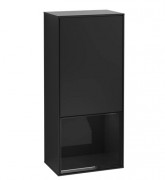 Шкафчик для ванной Villeroy & Boch Finion 41,8х93,6х27 см петли справа с подсветкой МДФ черный матовый лак/глянцевый черный лак F550PHPD