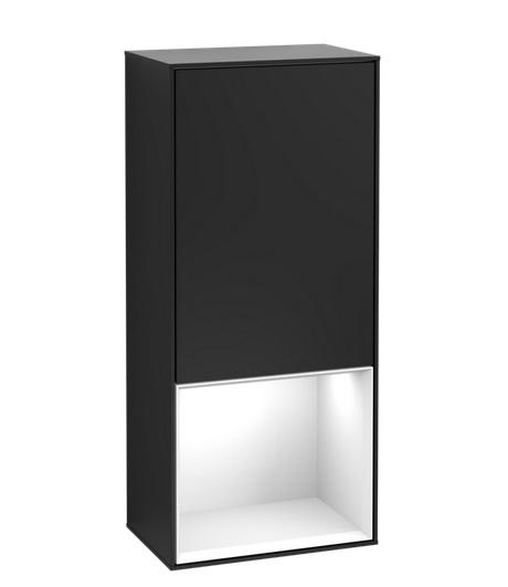 Шкафчик для ванной Villeroy & Boch Finion 41,8х93,6х27 см петли справа с подсветкой МДФ черный матовый лак/глянцевый белый лак  G550GFPD