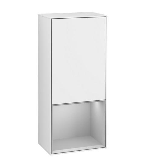 Шафка для ванної Villeroy & Boch Finion 41,8х93,6х27 см петлі праворуч з підсвічуванням МДФ глянсовий білий лак/світло-сірий матовий лак G550GJGF