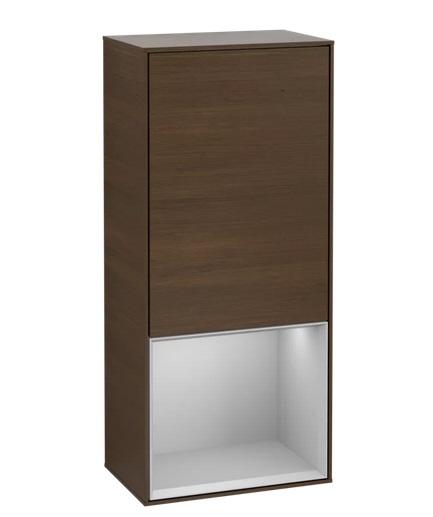 Шафка для ванної Villeroy & Boch Finion 41,8х93,6х27 см петлі праворуч з підсвічуванням ДСП шпон волоського горіха/світло-сірий матовий лак G550GJGN