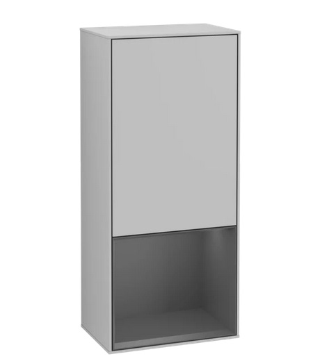 Шафка для ванної Villeroy & Boch Finion 41,8х93,6х27 см петлі праворуч з підсвічуванням МДФ світло-сірий матовий лак/антрацит матовий лак G550GKGJ