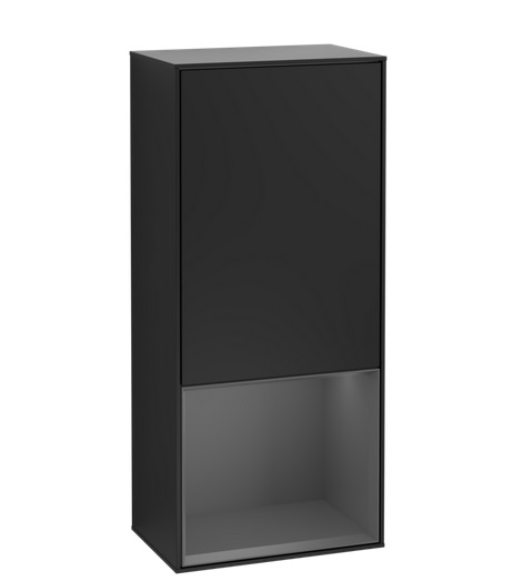 Шкафчик для ванной Villeroy & Boch Finion 41,8х93,6х27 см петли справа с подсветкой МДФ черный матовый лак/антрацит матовый лак G550GKPD