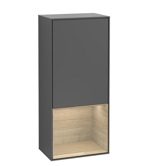 Шкафчик для ванной Villeroy & Boch Finion 41,8х93,6х27 см петли справа с подсветкой МДФ антрацит матовый лак/шпон дуба F550PCGK