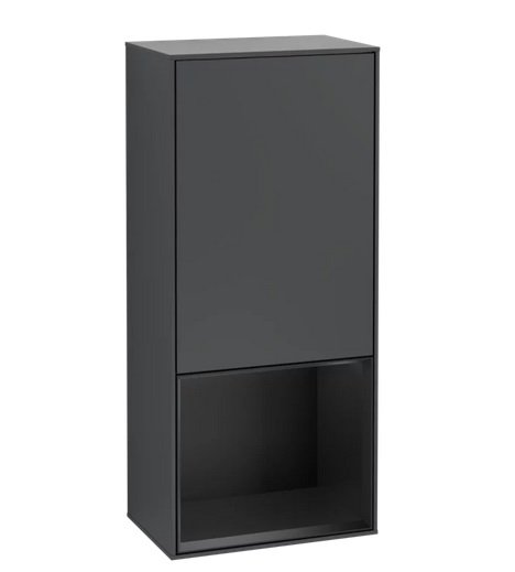 Шкафчик для ванной Villeroy & Boch Finion 41,8х93,6х27 см петли справа с подсветкой МДФ темно-синий матовый лак/черный матовый лак F550PDHG