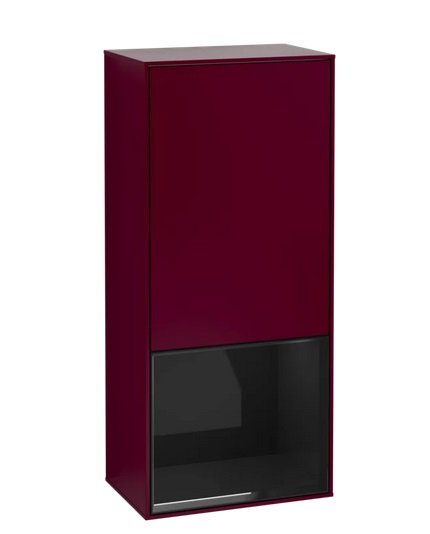 Шафка для ванної Villeroy & Boch Finion 41,8х93,6х27 см петлі праворуч з підсвічуванням МДФ півонія матовий лак/глянцевий чорний лак F550PHHB