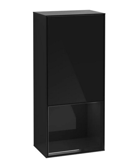 Шафка для ванної Villeroy & Boch Finion 41,8х93,6х27 см петлі праворуч з підсвічуванням МДФ глянсовий чорний лак F550PHPH