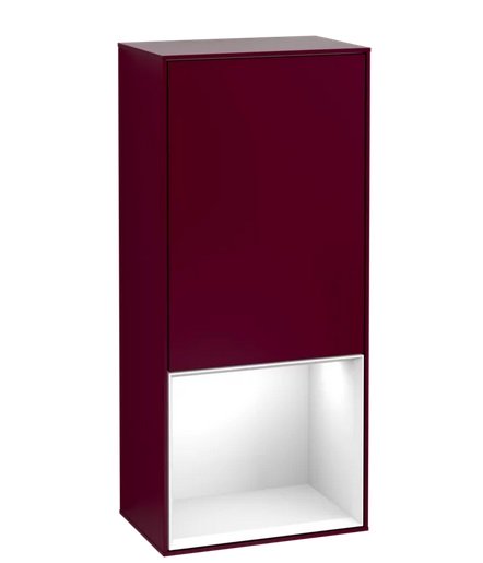 Шкафчик для ванной Villeroy & Boch Finion 41,8х93,6х27 см петли справа с подсветкой МДФ пион матовый лак/глянцевый белый лак G550GFHB