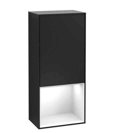 Шкафчик для ванной Villeroy & Boch Finion 41,8х93,6х27 см петли справа с подсветкой МДФ черный матовый лак/глянцевый белый лак  G550GFPD