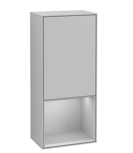 Шкафчик для ванной Villeroy & Boch Finion 41,8х93,6х27 см петли справа с подсветкой МДФ светло-серый матовый лак G550GJGJ