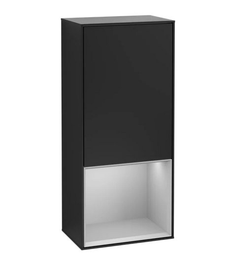 Шкафчик для ванной Villeroy & Boch Finion 41,8х93,6х27 см петли справа с подсветкой МДФ черный матовый лак/светло-серый матовый лак G550GJPD