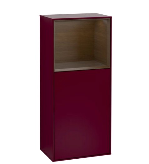 Шкафчик для ванной Villeroy & Boch Finion 41,8х93,6х27 см петли слева с подсветкой МДФ пион матовый лак/шпон грецкого ореха G520GNHB