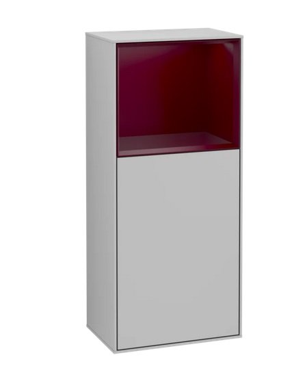 Шафка для ванної Villeroy & Boch Finion 41,8х93,6х27 см петлі зліва з підсвічуванням МДФ світло-сірий матовий лак/півон матовий лак G520HBGJ