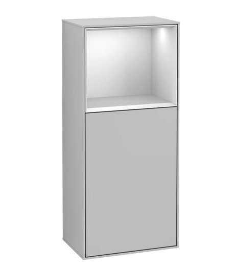 Шкафчик для ванной Villeroy & Boch Finion 41,8х93,6х27 см петли слева с подсветкой МДФ светло-серый матовый лак/белый матовый лак G520MTGJ